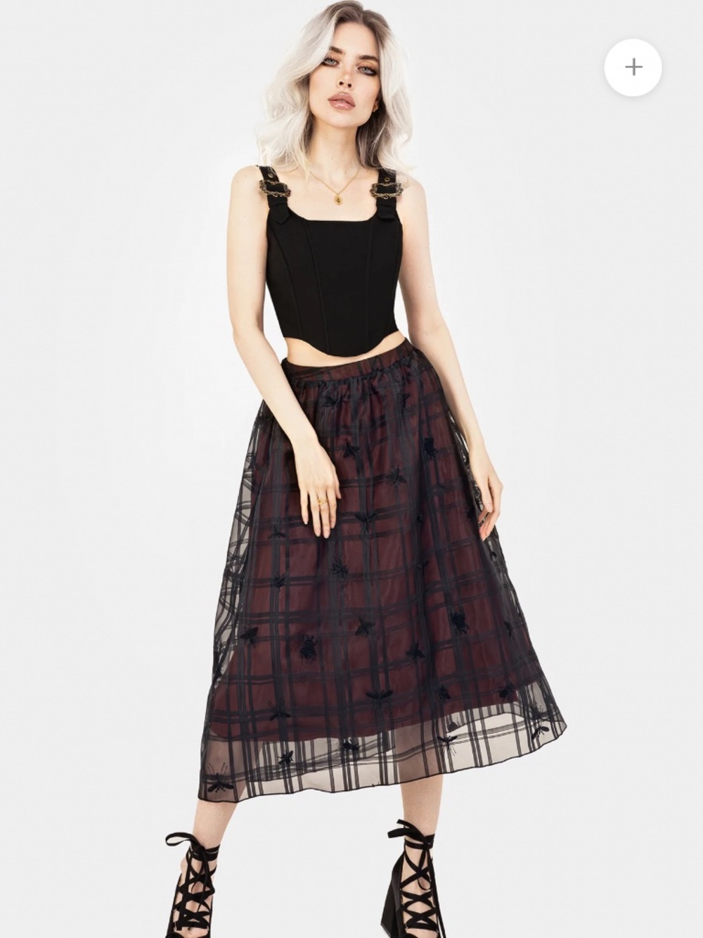Disturbia Sedona Organza Insect Embroidered Midi Skirt NWT - Picture 4 of 13